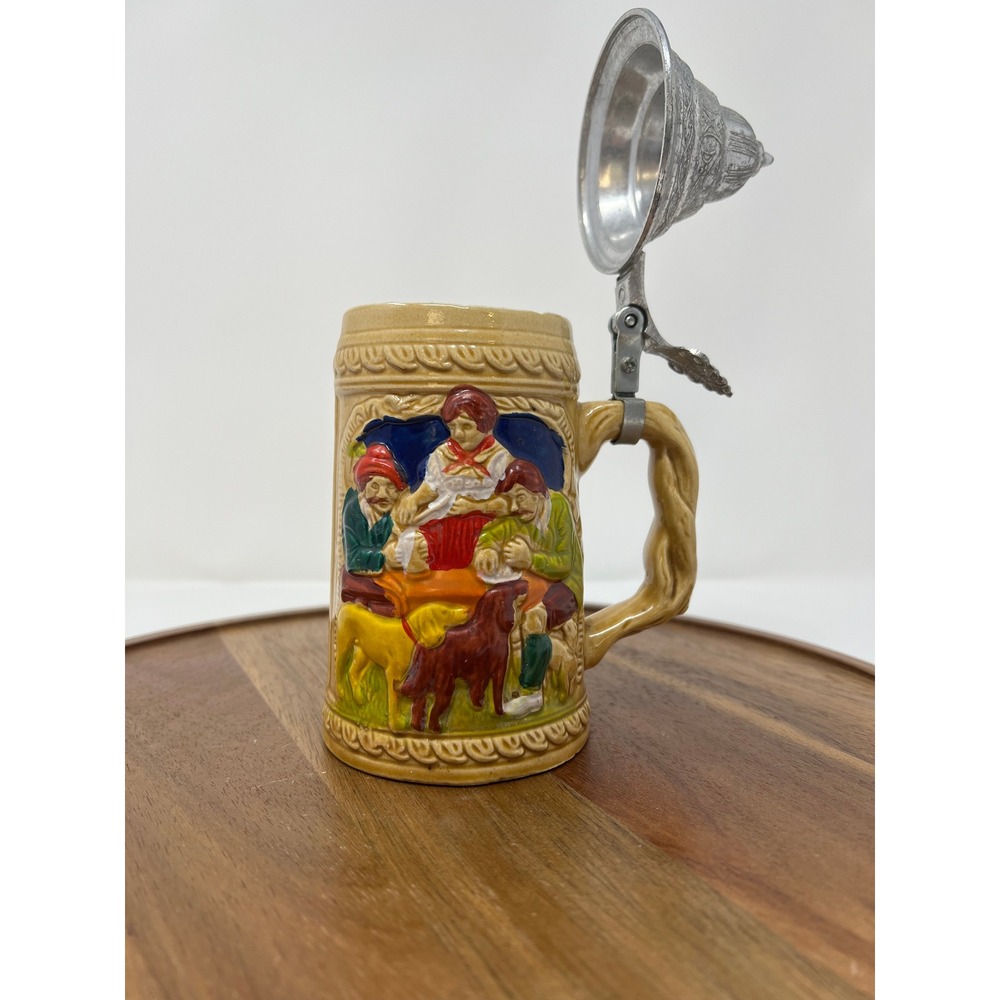 Vintage German Beer Stein Ceramic Pewter Lid‎ Collectible Figurine Scene - Picture 5 of 9